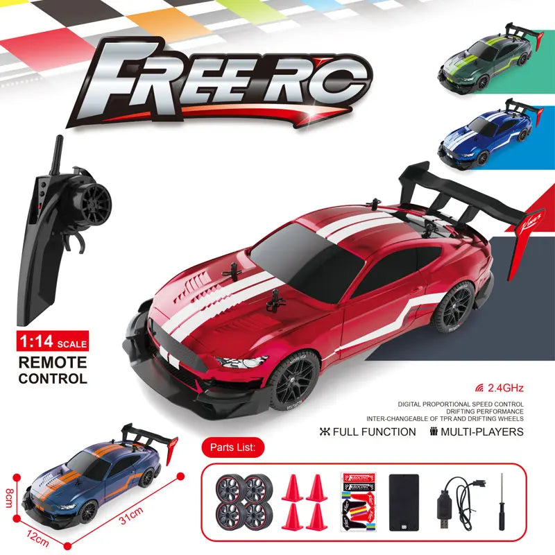 HKM-121811 Remote Control Drift Car 2.4G 1/14 Scale Electric Four Wheel Drive 20km/h for Indoor and Outdoor Use