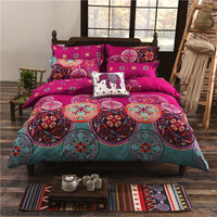 HKM-121875 Bohemian Style Ethnic Floral Bedding Set in Multiple Sizes (135x200cm, US Full, US Queen, EU King)