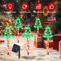 HKM-121939 Christmas Outdoor Pathway Light Set with 8 Modes, IP44 Waterproof Solar Stake Lights for Yard and Garden Decoration