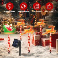HKM-121939 Christmas Outdoor Pathway Light Set with 8 Modes, IP44 Waterproof Solar Stake Lights for Yard and Garden Decoration