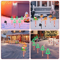 HKM-121939 Christmas Outdoor Pathway Light Set with 8 Modes, IP44 Waterproof Solar Stake Lights for Yard and Garden Decoration