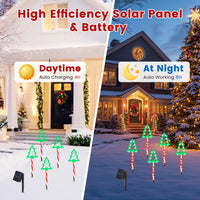 HKM-121939 Christmas Outdoor Pathway Light Set with 8 Modes, IP44 Waterproof Solar Stake Lights for Yard and Garden Decoration