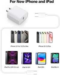 HKM-122003 6FT Lightning Cable with USB Wall Charger Adapter for iPhone and iPad, Fast Charging Compatible with iPhone Models Including 15, 14, 13, 12, 11, SE and AirPods
