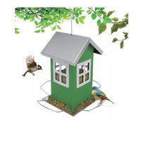HKM-122067 Iron Outdoor Bird Feeder Cage in Green and Red - Hummingbird Supplies, 4.72x4.72x7.48in