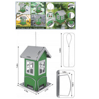 HKM-122067 Iron Outdoor Bird Feeder Cage in Green and Red - Hummingbird Supplies, 4.72x4.72x7.48in