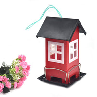 HKM-122067 Iron Outdoor Bird Feeder Cage in Green and Red - Hummingbird Supplies, 4.72x4.72x7.48in