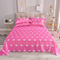 HKM-122131 Single Bed Ice Silk Floral Print Bed Sheet Set with Pillowcases - 230x250cm
