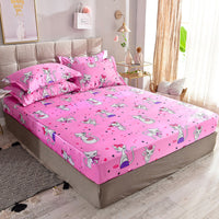 HKM-122131 Single Bed Ice Silk Floral Print Bed Sheet Set with Pillowcases - 230x250cm