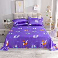 HKM-122131 Single Bed Ice Silk Floral Print Bed Sheet Set with Pillowcases - 230x250cm
