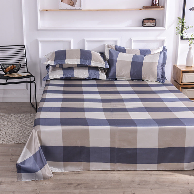 HKM-122131 Single Bed Ice Silk Floral Print Bed Sheet Set with Pillowcases - 230x250cm