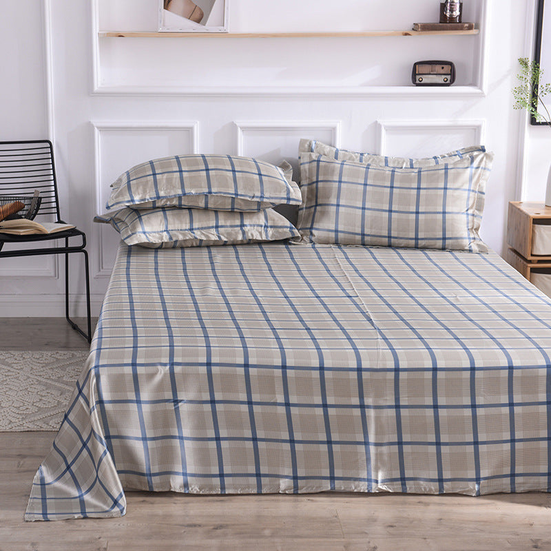 HKM-122131 Single Bed Ice Silk Floral Print Bed Sheet Set with Pillowcases - 230x250cm