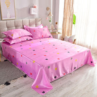 HKM-122131 Single Bed Ice Silk Floral Print Bed Sheet Set with Pillowcases - 230x250cm