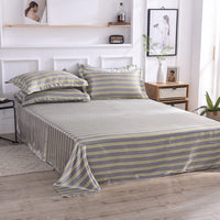 HKM-122131 Single Bed Ice Silk Floral Print Bed Sheet Set with Pillowcases - 230x250cm