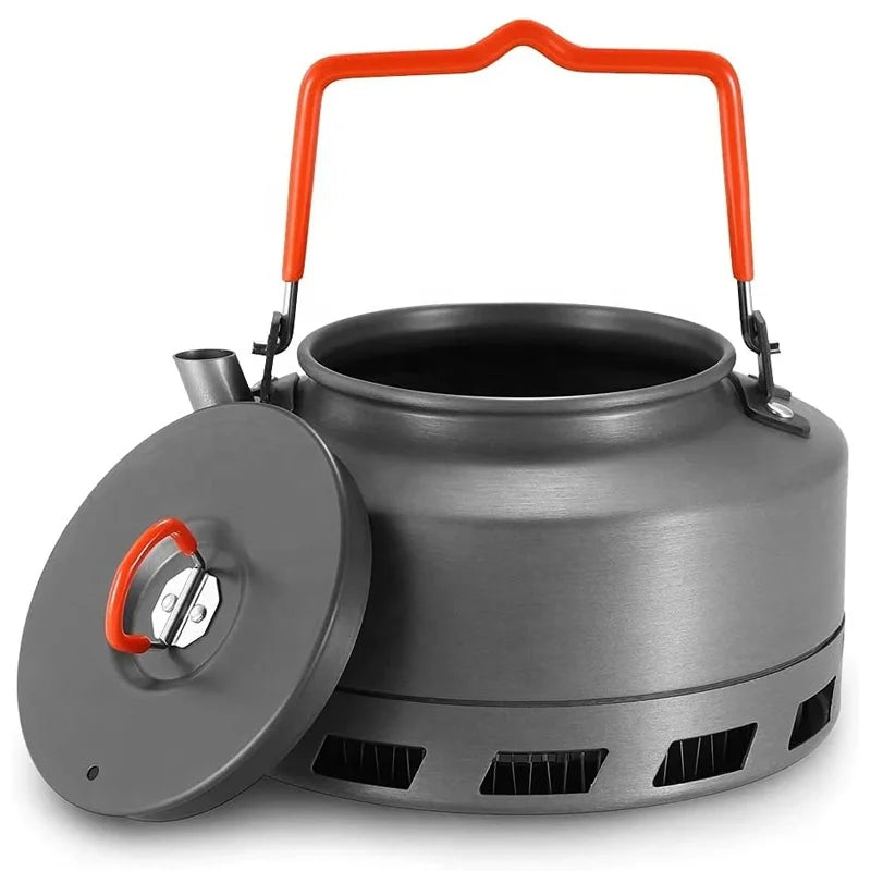 KTX-122323 Ultralight Portable Camping Kettle for Outdoor Cooking - 15x6.8cm Aluminium Teapot
