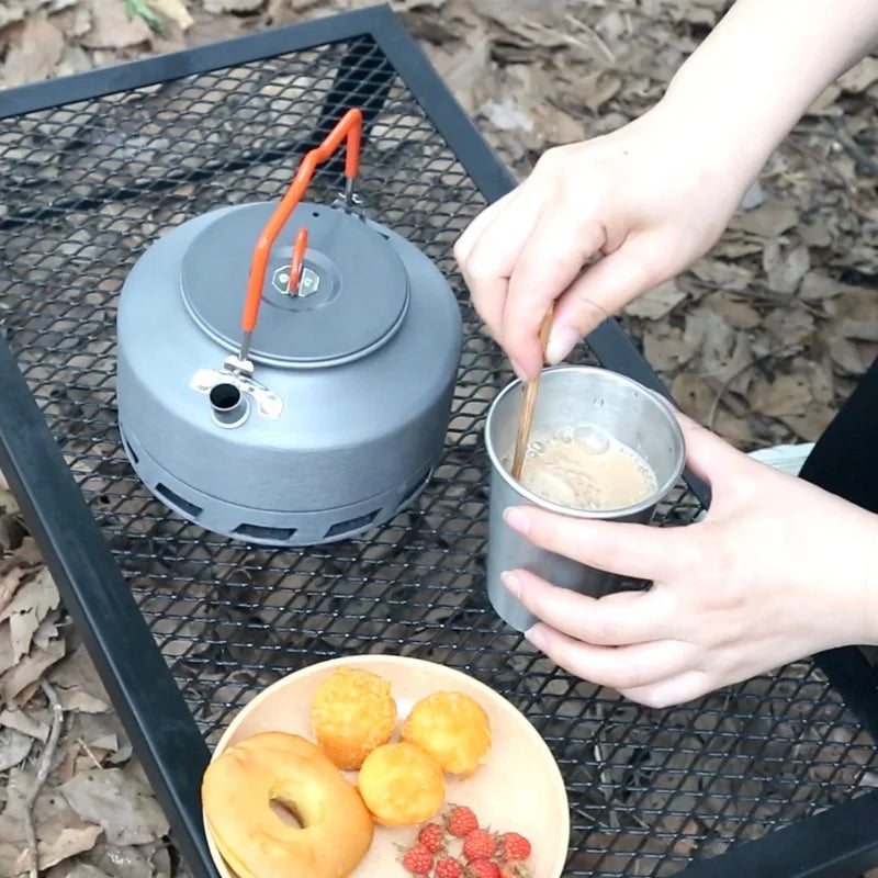 KTX-122323 Ultralight Portable Camping Kettle for Outdoor Cooking - 15x6.8cm Aluminium Teapot