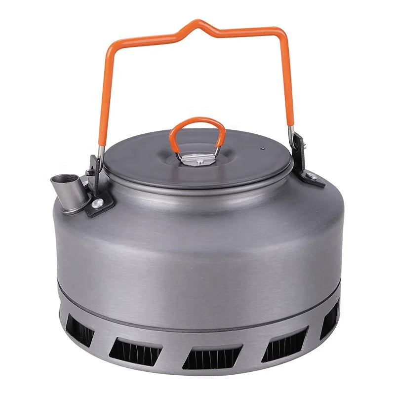 KTX-122323 Ultralight Portable Camping Kettle for Outdoor Cooking - 15x6.8cm Aluminium Teapot