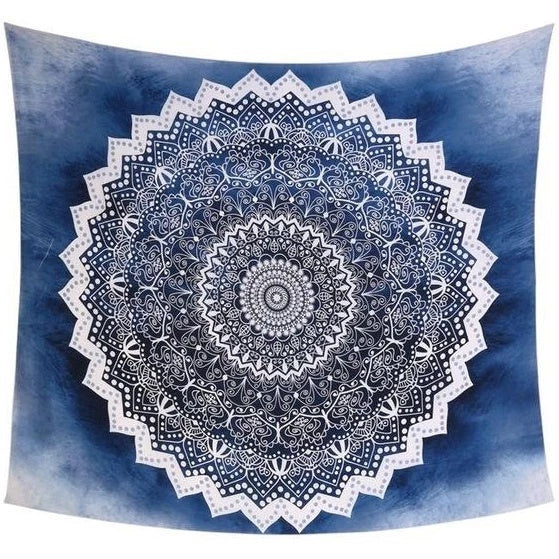 HKM-122515 Cool Blue Mandala Tapestry - 100% Polyester Decorative Wall Hanging
