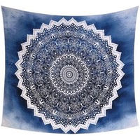 HKM-122515 Cool Blue Mandala Tapestry - 100% Polyester Decorative Wall Hanging