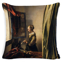 HKM-122643 Fashion Retro Minimalist Girl Pillow - Linen and Polyester Combo with PP Cotton Fill - 45x45cm Size Options