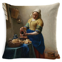 HKM-122643 Fashion Retro Minimalist Girl Pillow - Linen and Polyester Combo with PP Cotton Fill - 45x45cm Size Options