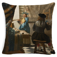 HKM-122643 Fashion Retro Minimalist Girl Pillow - Linen and Polyester Combo with PP Cotton Fill - 45x45cm Size Options