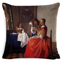 HKM-122643 Fashion Retro Minimalist Girl Pillow - Linen and Polyester Combo with PP Cotton Fill - 45x45cm Size Options