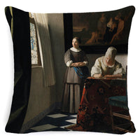 HKM-122643 Fashion Retro Minimalist Girl Pillow - Linen and Polyester Combo with PP Cotton Fill - 45x45cm Size Options