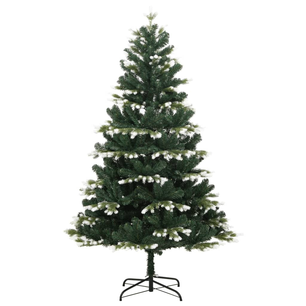 HKM-122771 Snow-Covered Foldable Artificial Christmas Tree - 180 cm, Lifelike Green and White Design