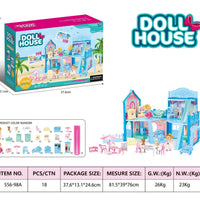 HKM-122963 DIY 3D Villa Style Miniature Dollhouse Play Set with Lights for Kids