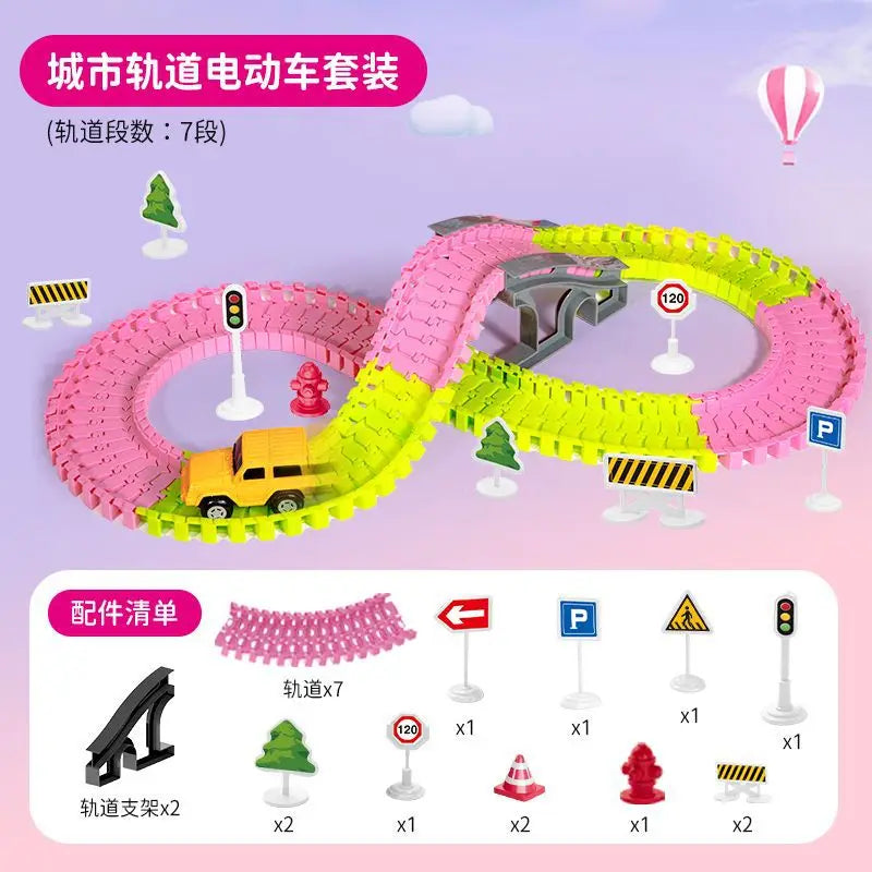 HKM-122963 DIY 3D Villa Style Miniature Dollhouse Play Set with Lights for Kids