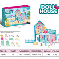 HKM-122963 DIY 3D Villa Style Miniature Dollhouse Play Set with Lights for Kids