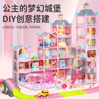 HKM-122963 DIY 3D Villa Style Miniature Dollhouse Play Set with Lights for Kids