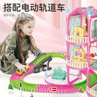 HKM-122963 DIY 3D Villa Style Miniature Dollhouse Play Set with Lights for Kids