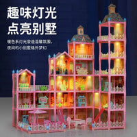 HKM-122963 DIY 3D Villa Style Miniature Dollhouse Play Set with Lights for Kids