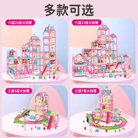 HKM-122963 DIY 3D Villa Style Miniature Dollhouse Play Set with Lights for Kids