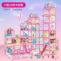 HKM-122963 DIY 3D Villa Style Miniature Dollhouse Play Set with Lights for Kids