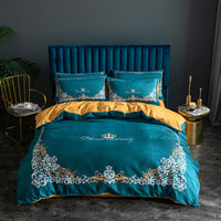 HKM-122963 Skin-Friendly Large Four-Piece Bedding Set for 1.5m and 1.8m Beds - European Floral Designs Available