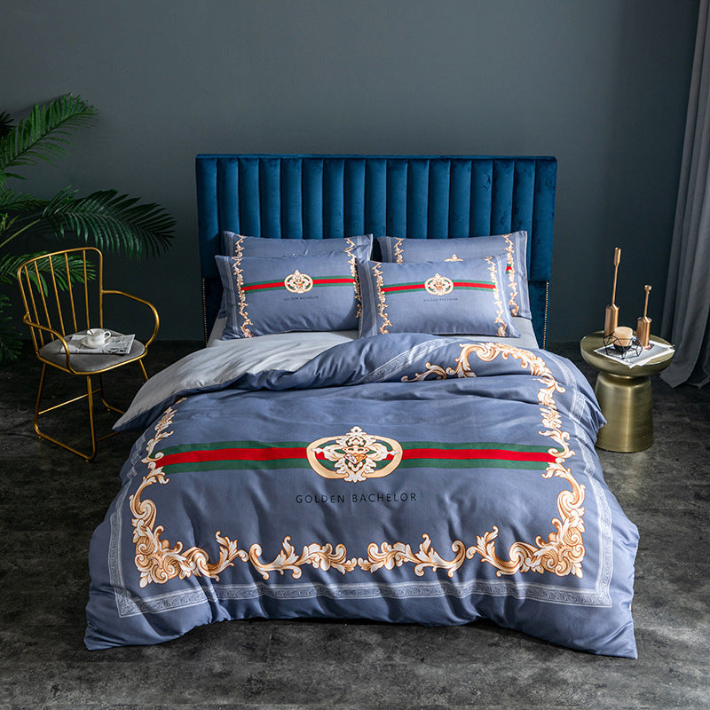 HKM-122963 Skin-Friendly Large Four-Piece Bedding Set for 1.5m and 1.8m Beds - European Floral Designs Available