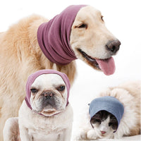HKM-122963 Warm Decompression Pet Ear Cover Hat - Purple & Blue, Available in Sizes S, M, L, 90% Cationic & 10% Spandex