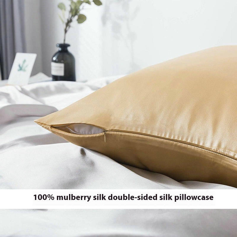 HKM-123027 Mulberry Silk Zipper Pillowcase - Breathable, Sweat-Absorbent, Modern Design