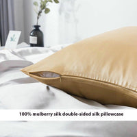 HKM-123027 Mulberry Silk Zipper Pillowcase - Breathable, Sweat-Absorbent, Modern Design