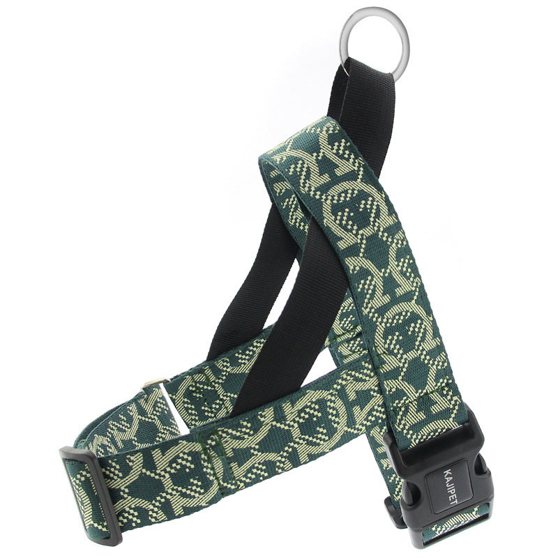 HKM-123155 Adjustable Nylon Dog Leash with Chest Harness for Medium and Small Dogs - 1.5m Traction Rope and Various Sizes