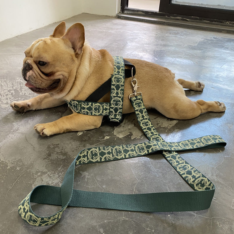 HKM-123155 Adjustable Nylon Dog Leash with Chest Harness for Medium and Small Dogs - 1.5m Traction Rope and Various Sizes