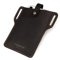 HKM-123219 Retro Crazy Horse Leather Cell Phone Waist Bag for Men and Women, Available in Khaki, Black, Brown