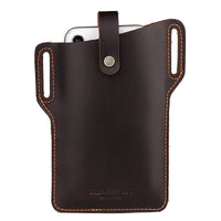 HKM-123219 Retro Crazy Horse Leather Cell Phone Waist Bag for Men and Women, Available in Khaki, Black, Brown