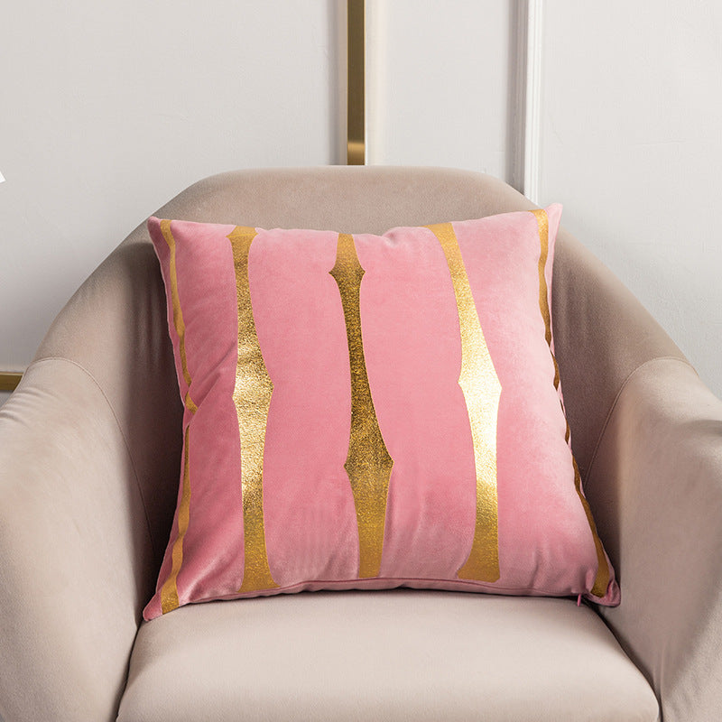 HKM-123283 Stripe Printed Throw Pillow Cushion Cover – Casual Polyester 45x45cm Design