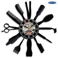 HKM-123475 Vinyl Record Wall Clock - 12 Inch Art Clock with Silent Mechanism and Sticker Face
