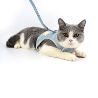 HKM-123731 Korean Style Pet Harness for Small & Medium Dogs with Hand-Holding Rope - Available in Blue, Brown, Pink, and Gray