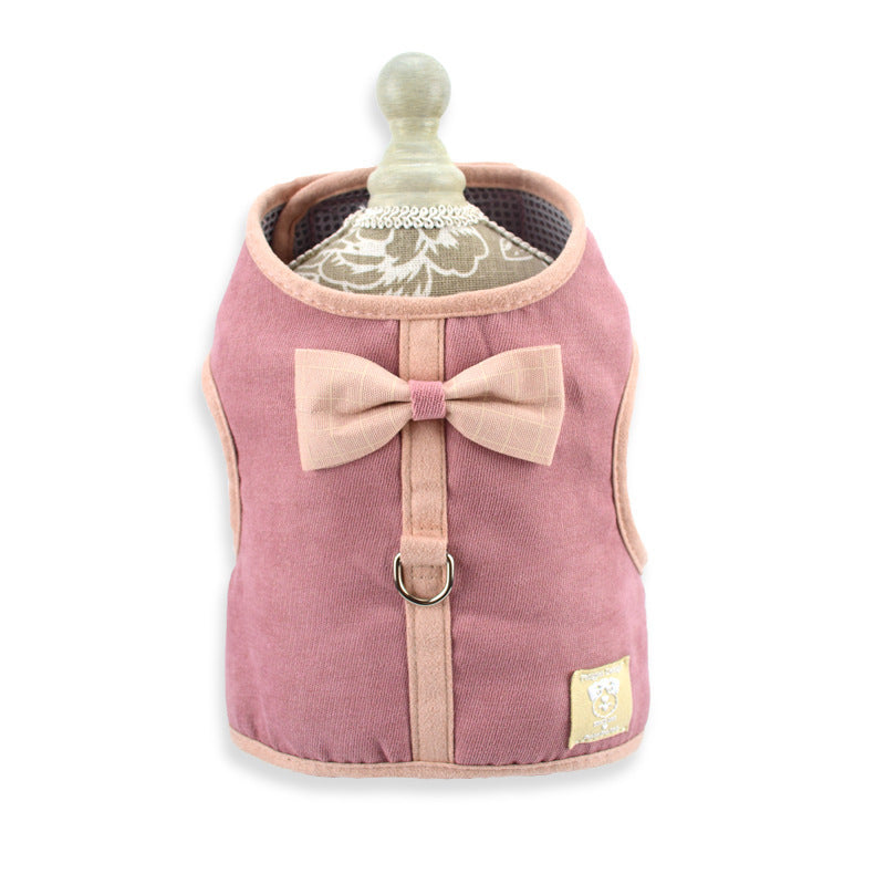 HKM-123731 Korean Style Pet Harness for Small & Medium Dogs with Hand-Holding Rope - Available in Blue, Brown, Pink, and Gray
