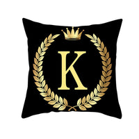 HKM-123795 Black Gold Letter Peach Skin Pillowcase for Sofa Cushion Cover